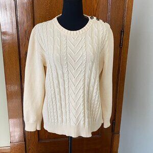 Karen Scott Ribbed Knit Sweater Pale Yellow Size Large 100% cotton